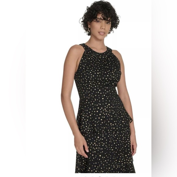 Tommy Hilfiger Navy with White Polka Dots Ruffle Maxi Dress - Picture 2 of 8